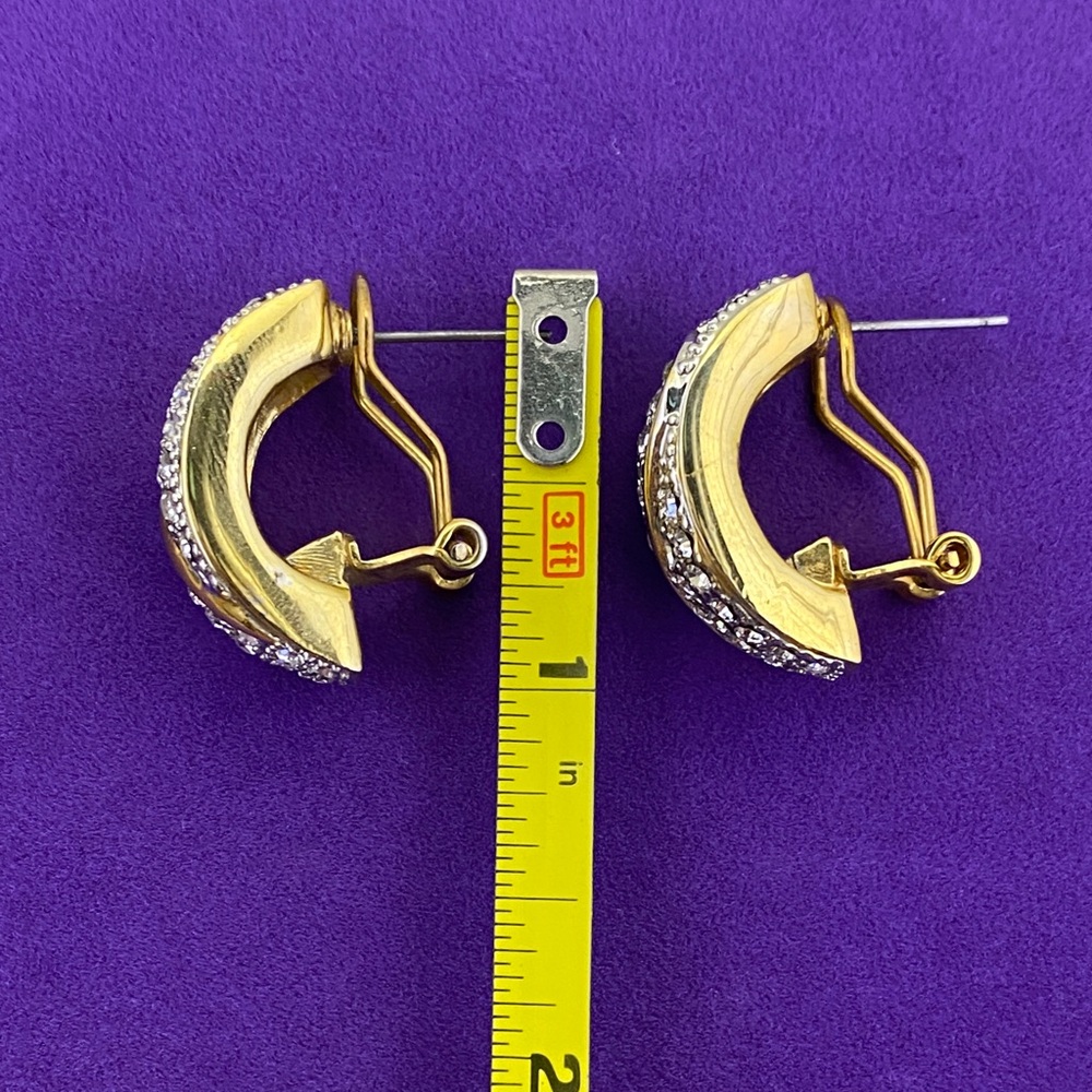 💛 Classic Gold Plated Crystal Pavé "S" Curve Hoop Earrings | Golden Radiance - Picture 5 of 5